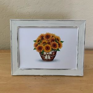 Farmhouse Sunflowers and basket picture 5x7 w/frame